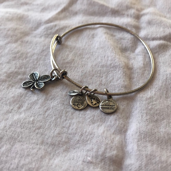 RETIRED Alex & Ani Lucky Clove Silver Charm Bangle - Picture 4 of 4